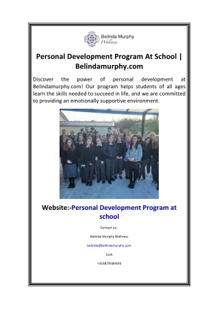 Personal Development Program At School Belindamurphy .com