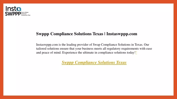 swppp compliance solutions texas instaswppp