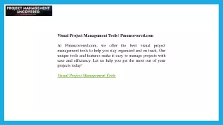 Visual Project Management Tools  Pmuncovered.com