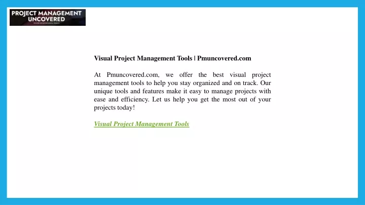 visual project management tools pmuncovered