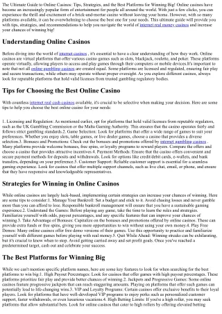 The Ultimate Guide to Online Casinos: Tips, Strategies, and the Best Platforms f