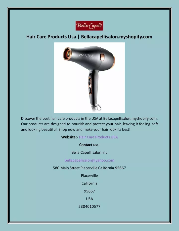 hair care products usa bellacapellisalon