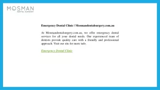 Emergency Dental Clinic  Mosmandentalsurgery.com.au
