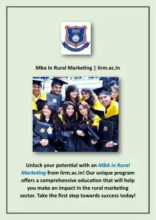 Mba In Rural Marketing | Iirm.ac.in