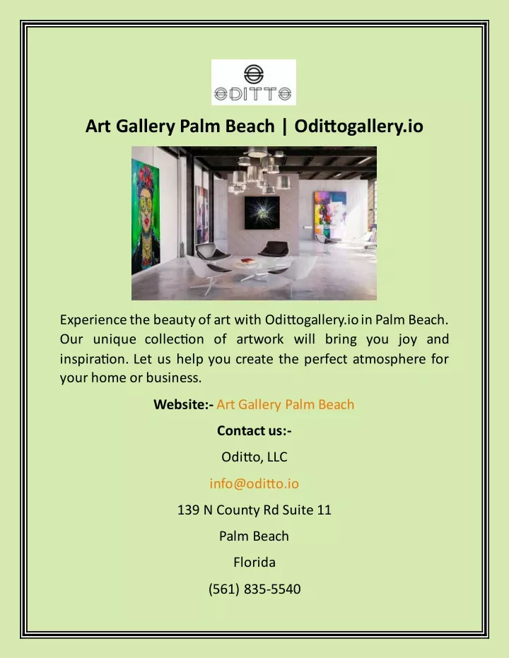 art gallery palm beach odittogallery io