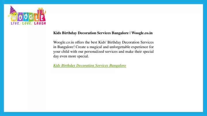 kids birthday decoration services bangalore