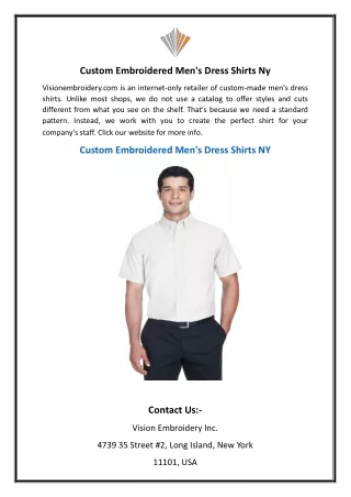 Custom Embroidered Men's Dress Shirts Ny | Visionembroidery.com