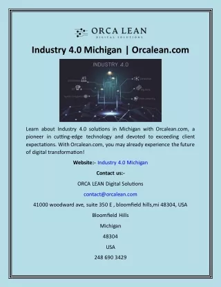 Industry 4.0 Michigan  Orcalean