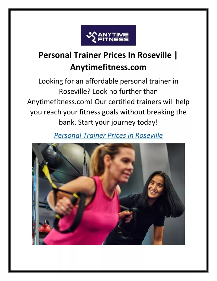 personal trainer prices in roseville
