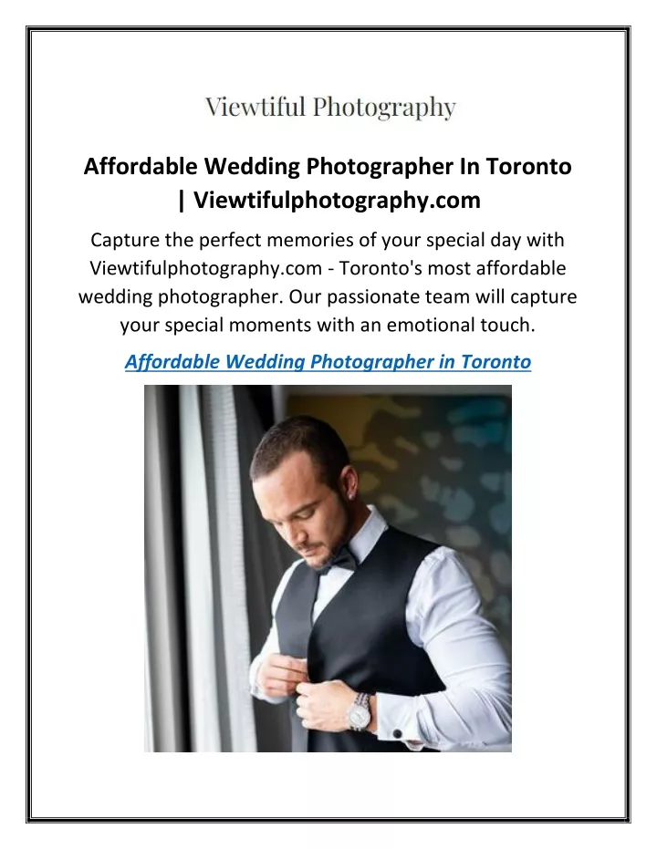 affordable wedding photographer in toronto
