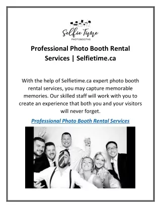 Professional Photo Booth Rental Services  Selfietime.ca