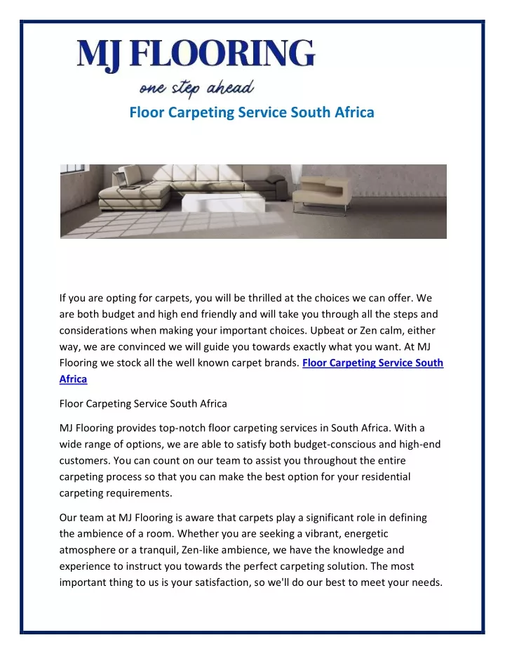floor carpeting service south africa