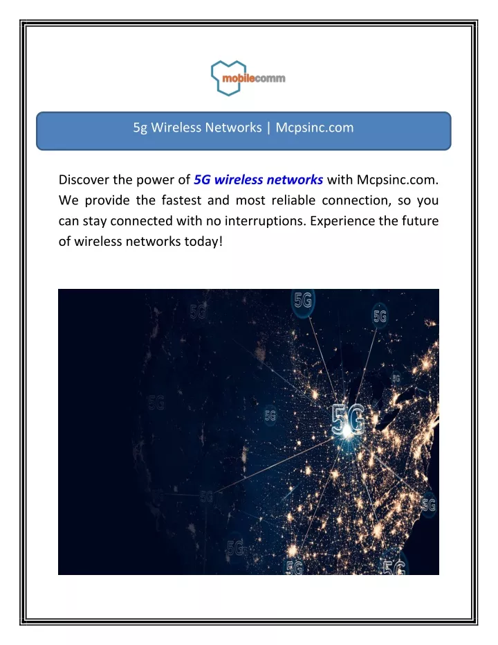 5g wireless networks mcpsinc com