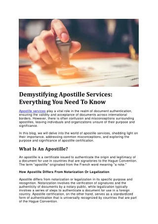 Demystifying Apostille Services