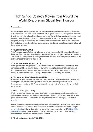 High School Comedy Movies from Around the World_ Discovering Global Teen Humor