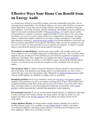 Effective Ways Your Home Can Benefit from an Energy Audit