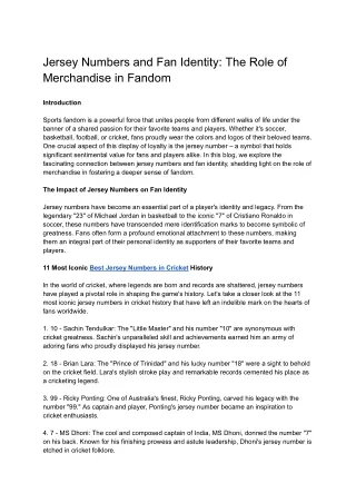 Jersey Numbers and Fan Identity_ The Role of Merchandise in Fandom