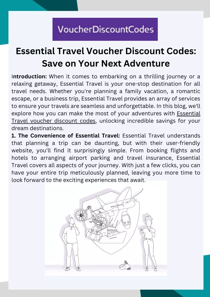 essential travel voucher discount codes save