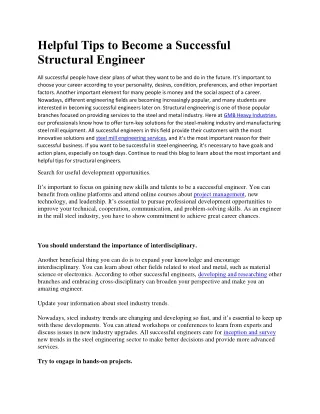 Helpful Tips to Become a Successful Structural Engineer