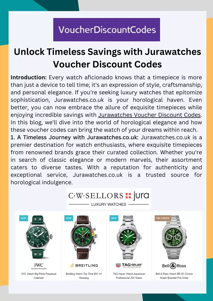 unlock timeless savings with jurawatches voucher