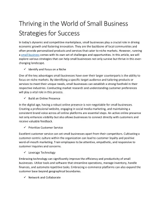 Thriving in the World of Small Business Strategies for Success