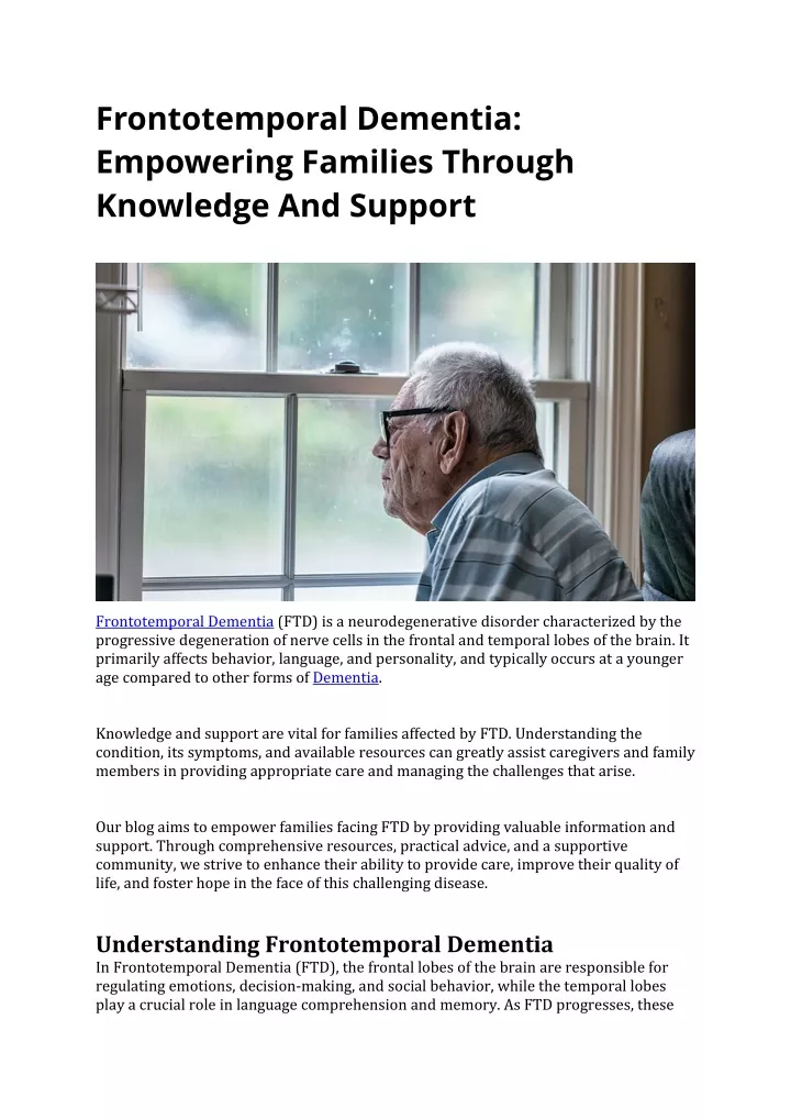 frontotemporal dementia empowering families