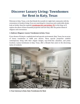 Discover Luxury Living - Townhomes for Rent in Katy, Texas