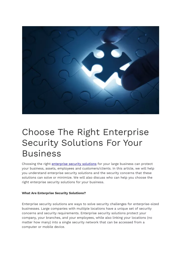 choose the right enterprise security solutions