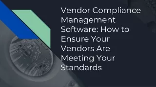 Vendor Compliance Management software