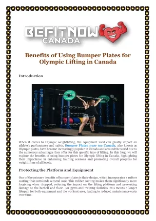 Benefits of Using Bumper Plates for Olympic Lifting in Canada