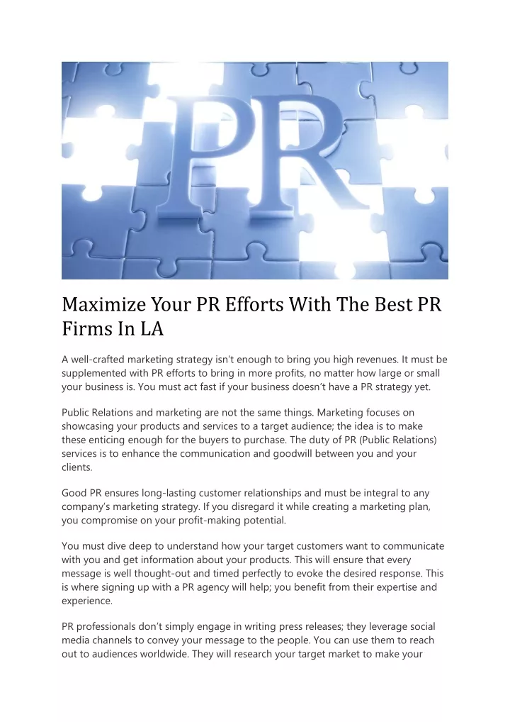 maximize your pr efforts with the best pr firms