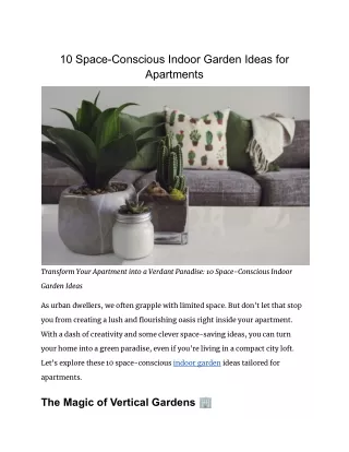 10 Space-Conscious Indoor Garden Ideas for Apartments