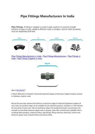 pipe fittings manufacturers in india