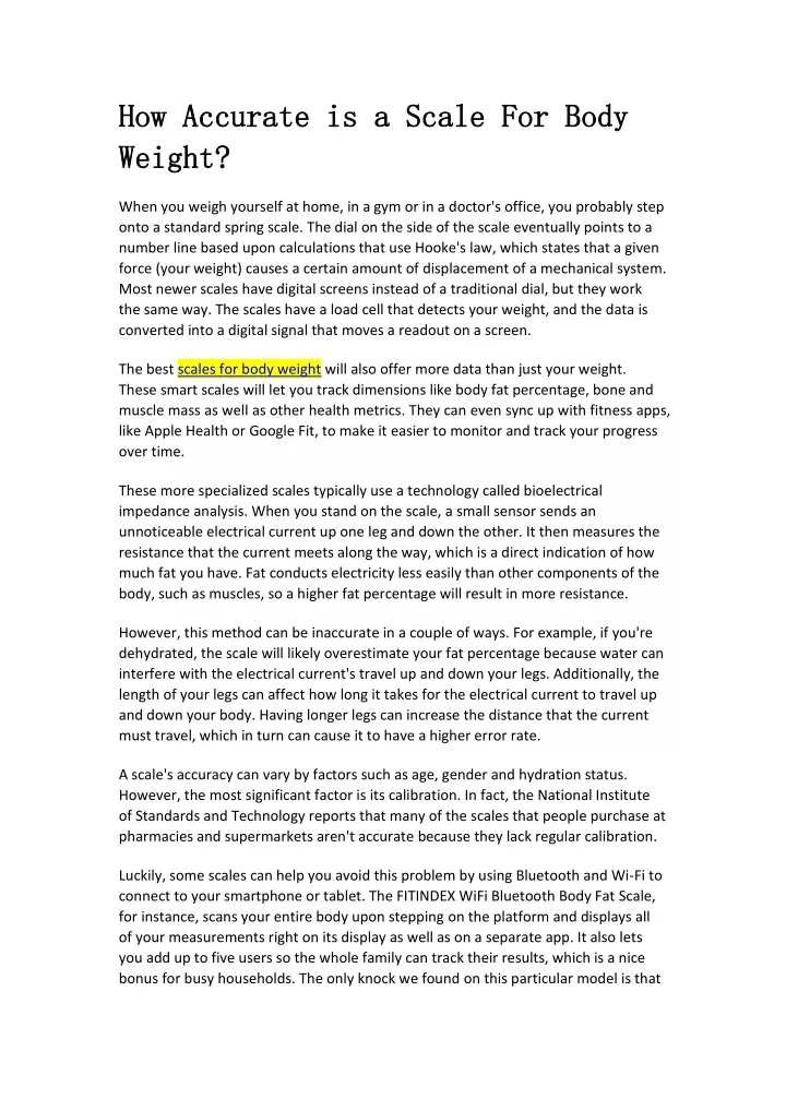 how accurate is a scale for body how accurate