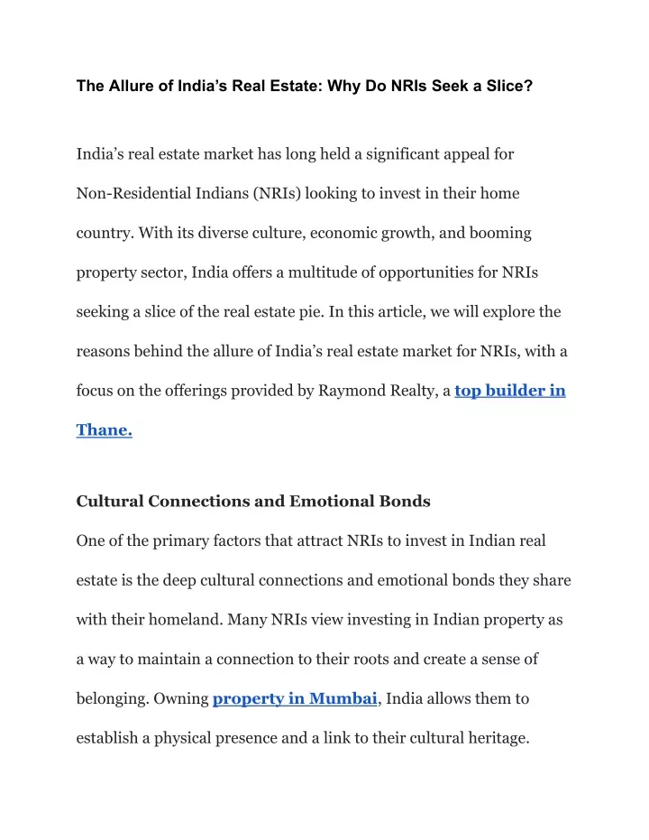 the allure of india s real estate why do nris