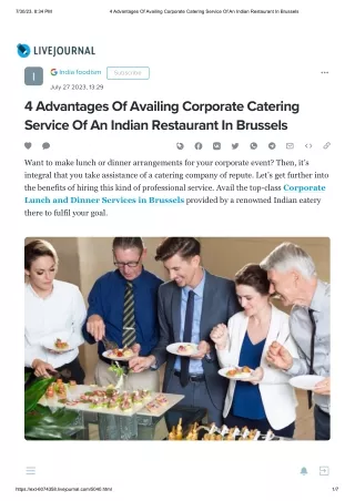 4 Advantages Of Availing Corporate Catering Service Of An Indian Restaurant In Brussels
