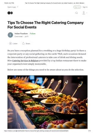 Tips To Choose The Right Catering Company For Social Events