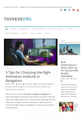 5 Tips for Choosing the Right Animation Institute in Bangalore