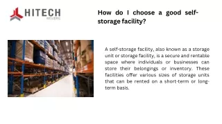 How do I choose a good self storage facility