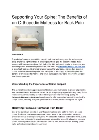 Supporting Your Spine_ The Benefits of an Orthopedic Mattress for Back Pain