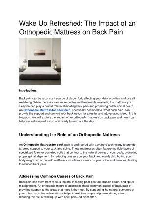 Wake Up Refreshed_ The Impact of an Orthopedic Mattress on Back Pain