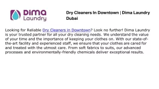 Dry Cleaners In Downtown  Dima Laundry Dubai