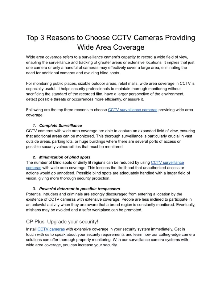 top 3 reasons to choose cctv cameras providing