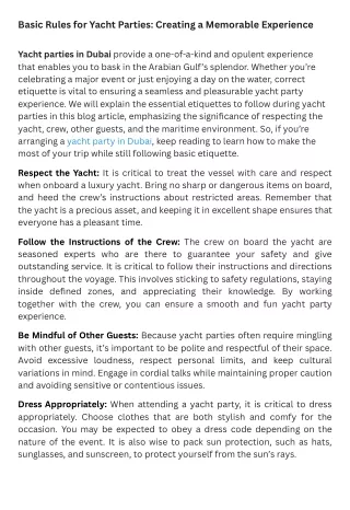 basic rules for yacht parties creating