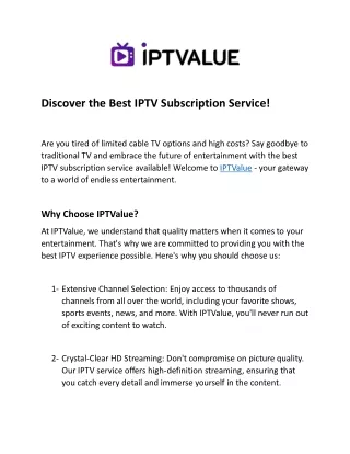Best IPTV Subscription Service & IPTV Provider