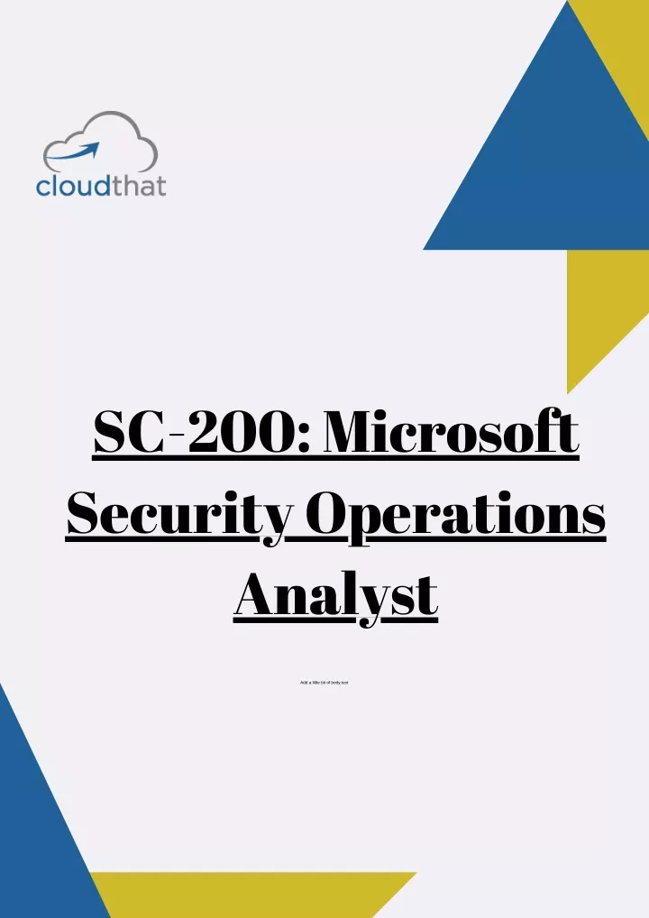 sc 200 microsoft security operations analyst