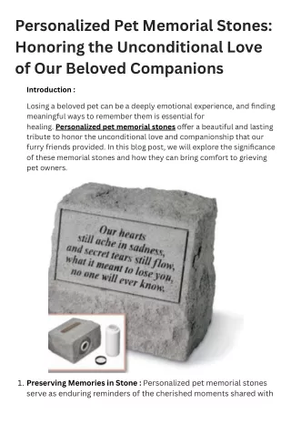Personalized Pet Memorial Stones Honoring the Unconditional Love of Our Beloved Companions