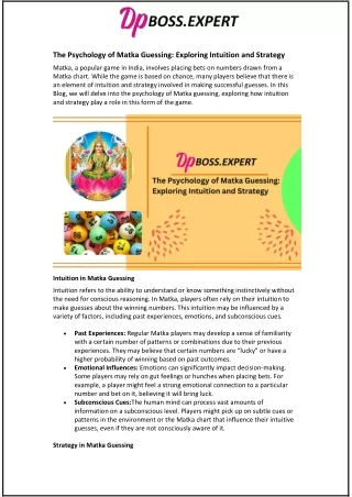the psychology of matka guessing exploring