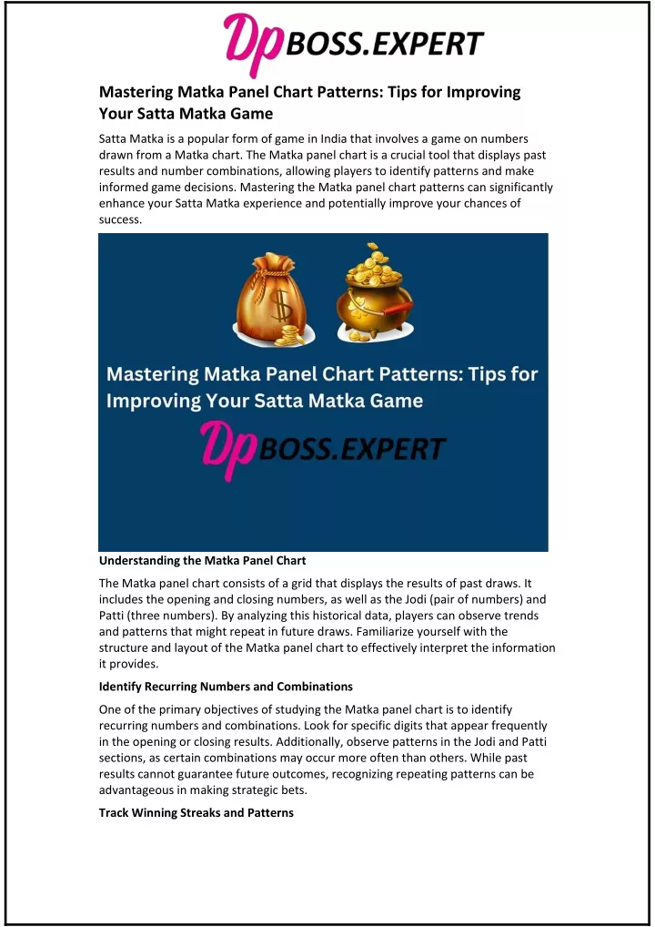 mastering matka panel chart patterns tips