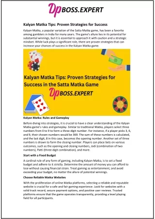 Kalyan Matka Tips: Proven Strategies for Success